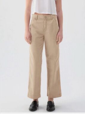 NEW Amo Sloane Trouser Pants Size 25 Camel Tan Khaki High Rise Cropped Cotton
